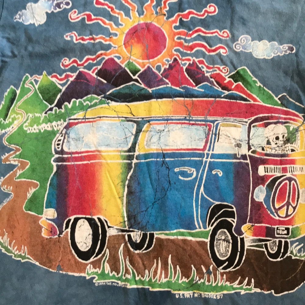 The Mountain Skeleton Driving Hippie Van Scene Tee